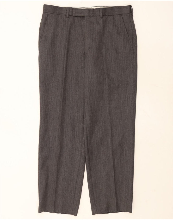 Marks & Spencer Pantalón de traje recto para hombre W34 L29 Lana gris