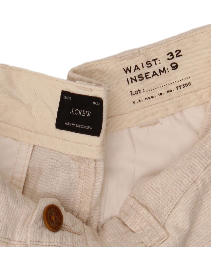 J. CREW Mens Chino Shorts  W32 Medium Off White Pinstripe Linen Vintage J. Crew and Second-Hand J. Crew from Messina Hembry 