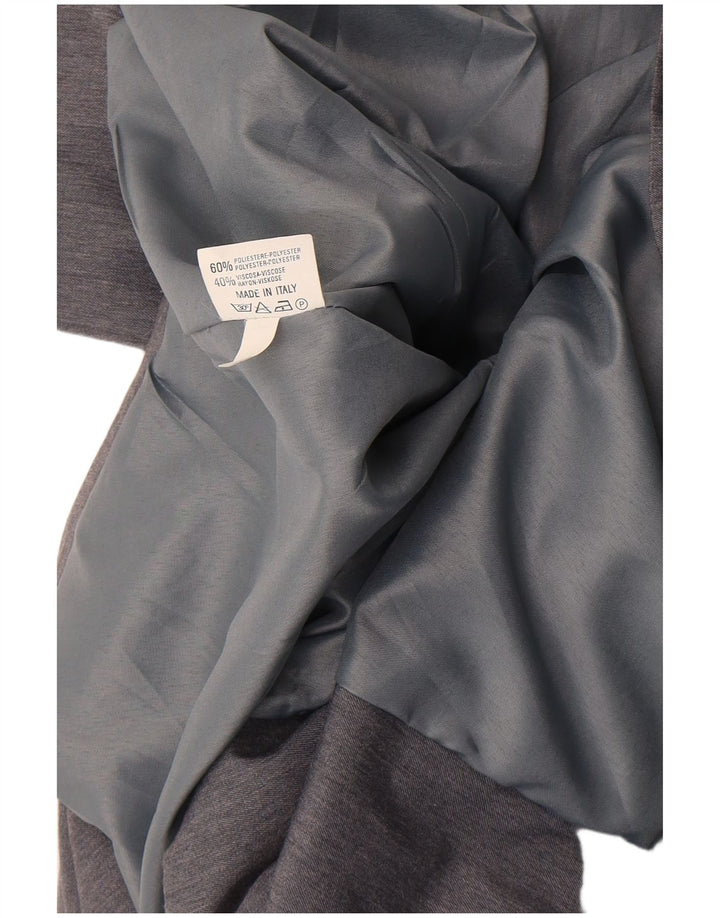 Vintage mujer doble pecho Blazer chaqueta Reino Unido 12 poliéster gris medio