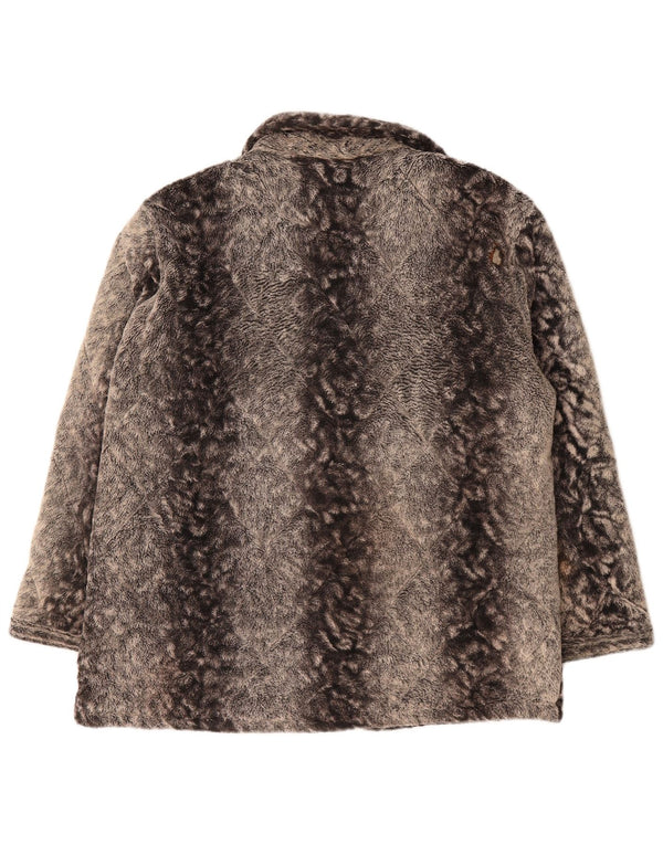 Vintage hombres chaqueta de piel sintética Reino Unido 40 gran gris animal print
