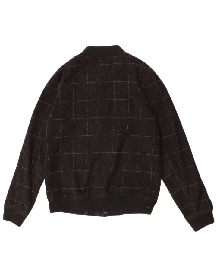 Zara Hombre Cazadora Bomber UK 38 Mediana Lana A Cuadros Negra