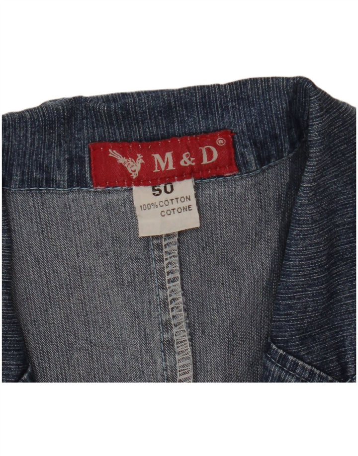 Vintage mujer 2 botones denim Blazer chaqueta IT 50 XL algodón azul
