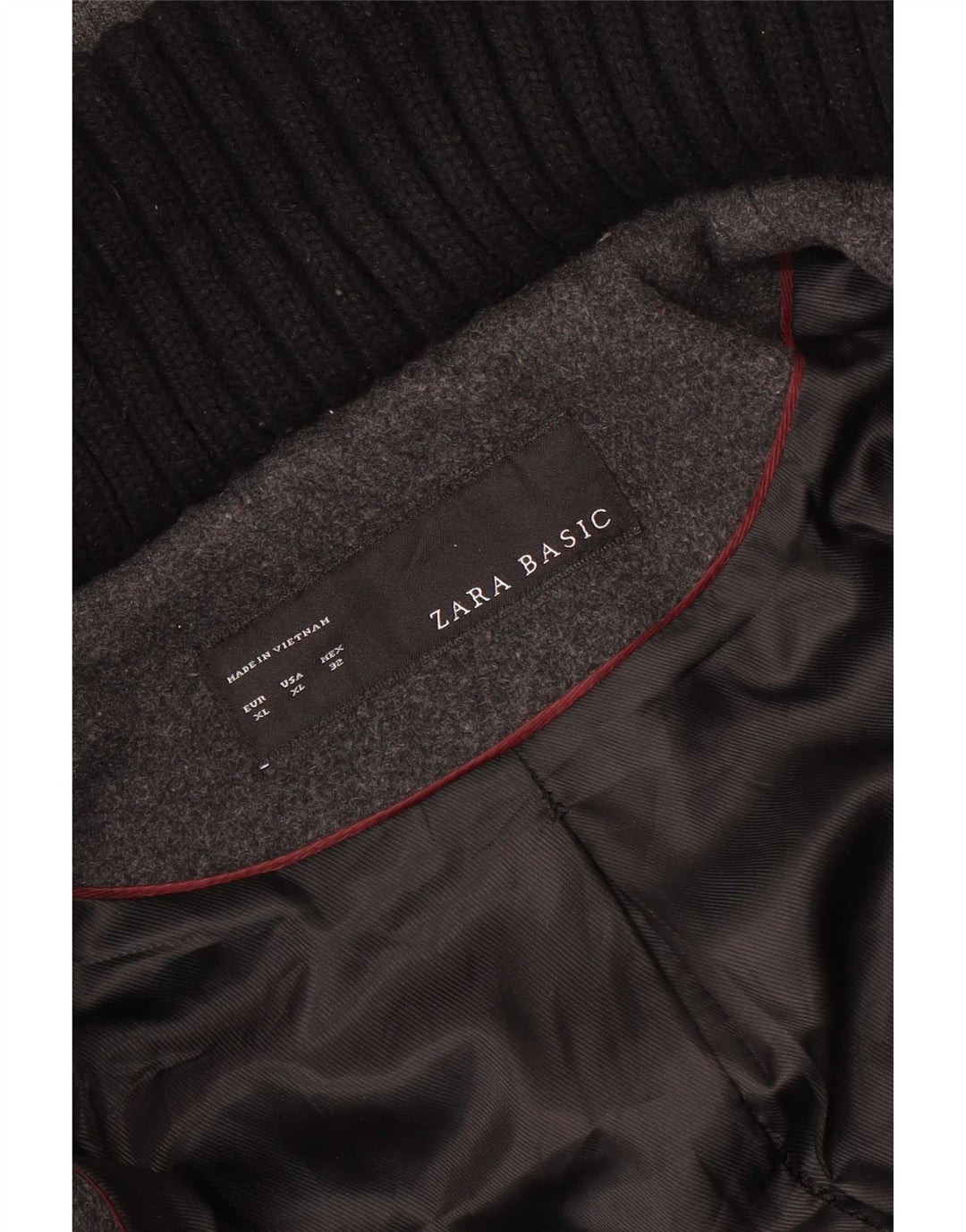 Zara Mujer Abrigo Con Capucha ES 40 XL Gris