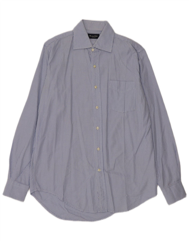 Camisa Massimo Dutti Hombre Talla 40 Algodón Pata De Gallo Azul Medio