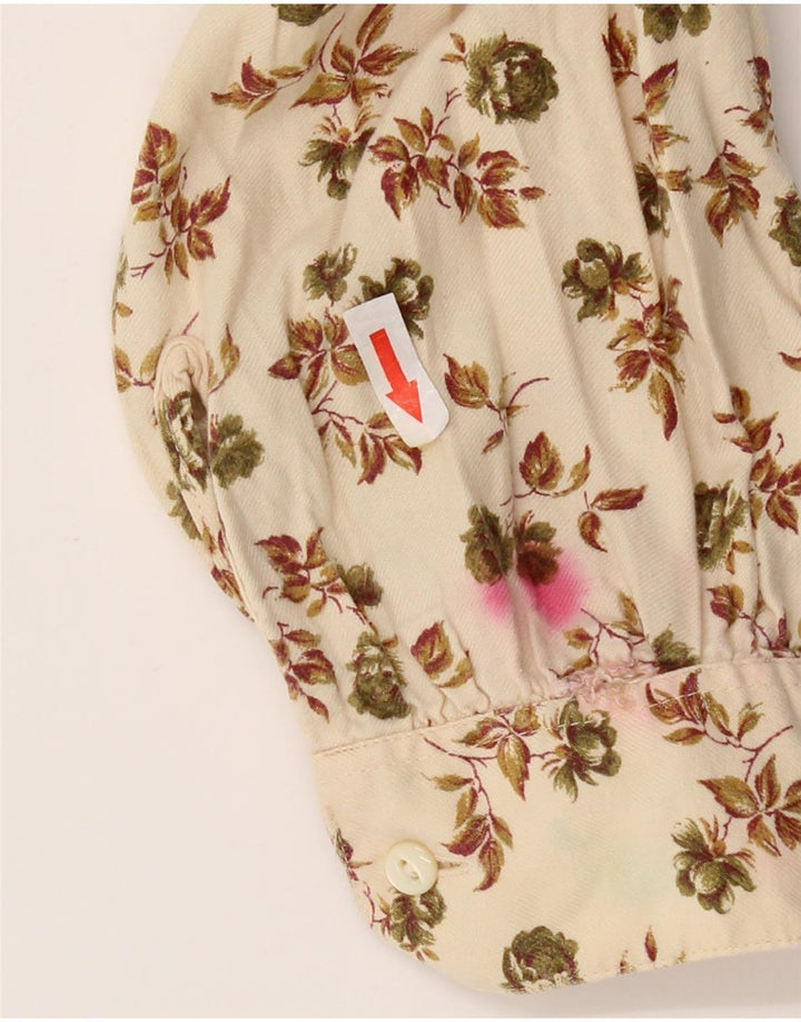 Camisa Benetton Mujer ES 44 Viscosa Floral Beige Medio