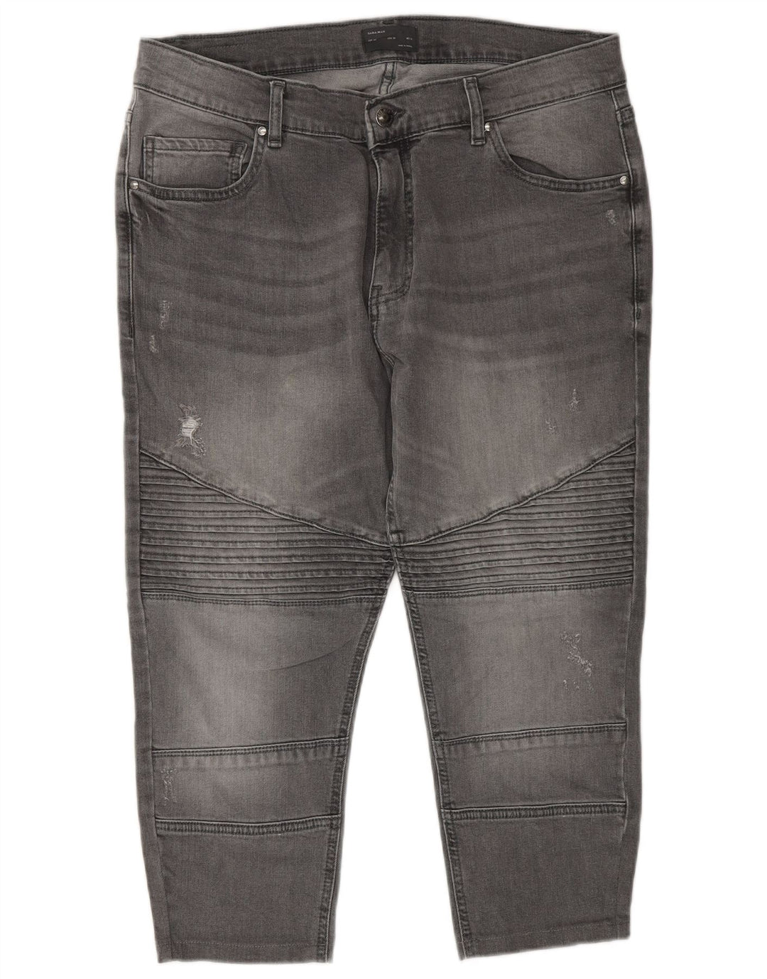 ZARA Vaqueros capri cónicos para hombre EU 44 Large W34 L22 Gris