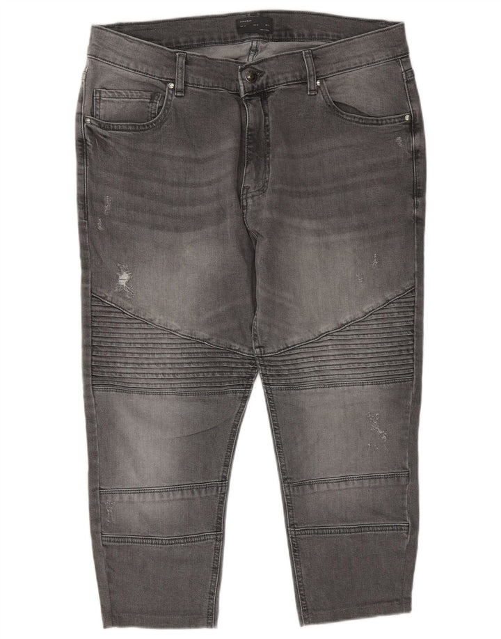 ZARA Vaqueros capri cónicos para hombre EU 44 Large W34 L22 Gris