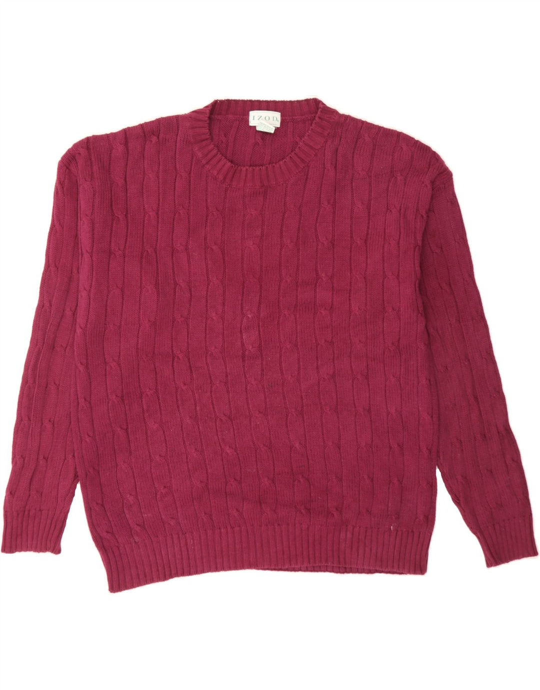 IZOD Mens Crew Neck Jumper Sweater Medium Burgundy Cotton Vintage Izod and Second-Hand Izod from Messina Hembry 