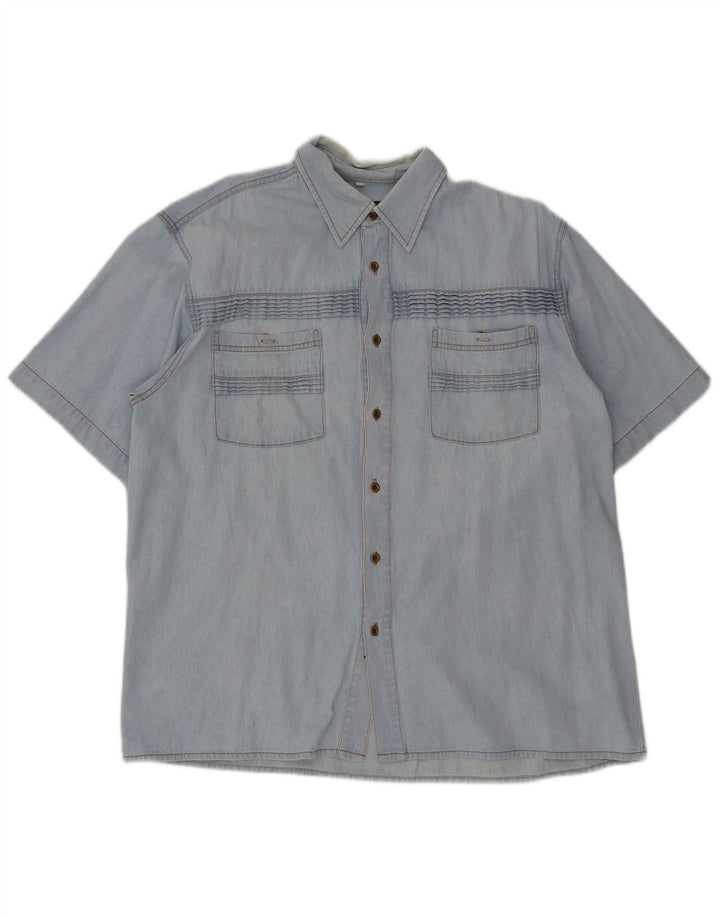 Camisa vaquera de manga corta para hombre Duty Free Algodón azul grande