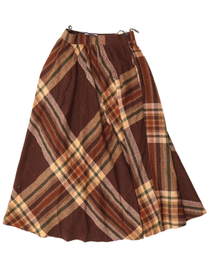 BETTY BARCLAY Falda acampanada de cintura alta para mujer W26 Small Brown Plaid