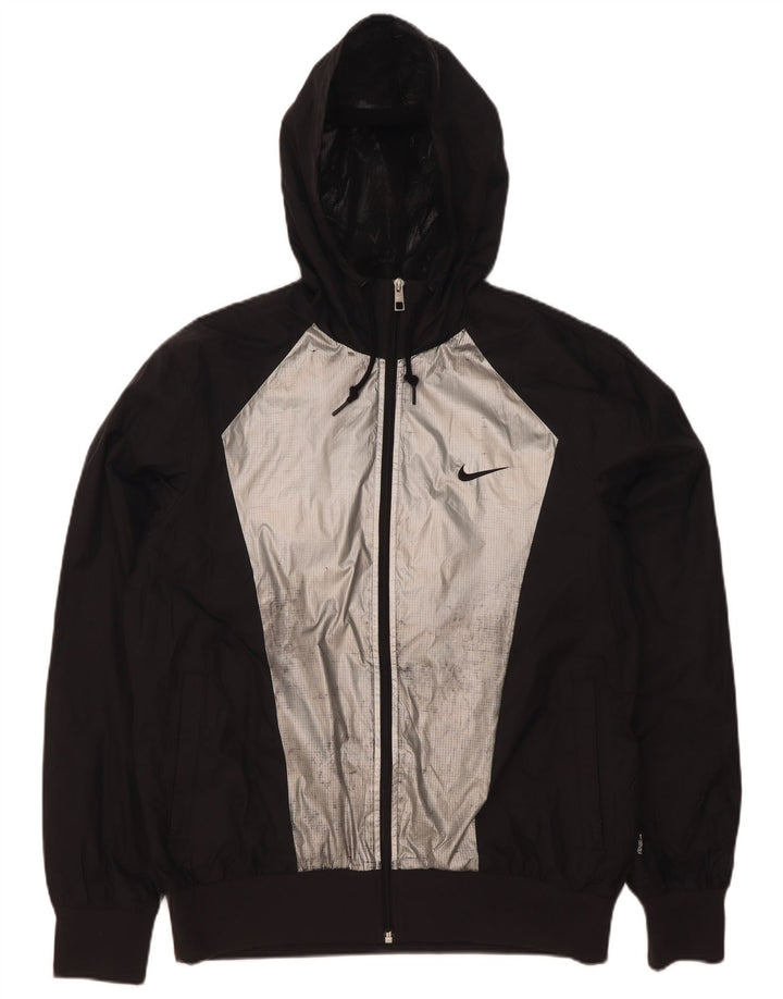 Nike Chaqueta impermeable con capucha para hombre UK 38 Medium Black Colourblock Nylon
