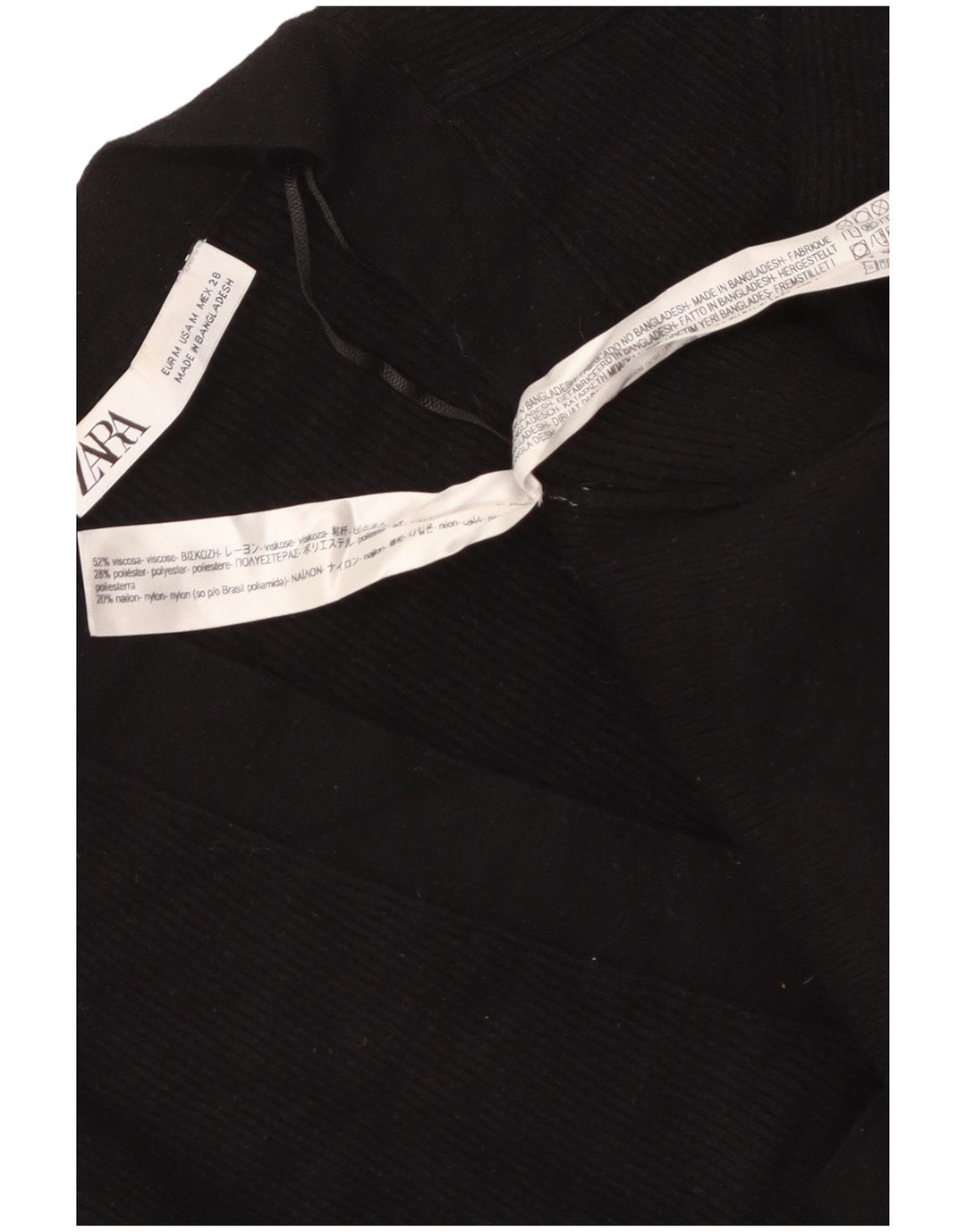 ZARA Mujer Crop Cardigan Sweater UK 44 Medium Viscosa Negra