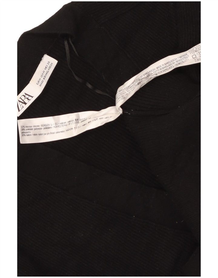 ZARA Mujer Crop Cardigan Sweater UK 44 Medium Viscosa Negra