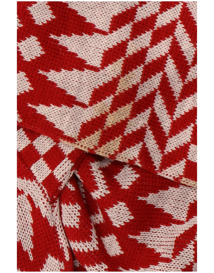 C & A - Jersey de cuello redondo para hombre, acrílico geométrico rojo grande