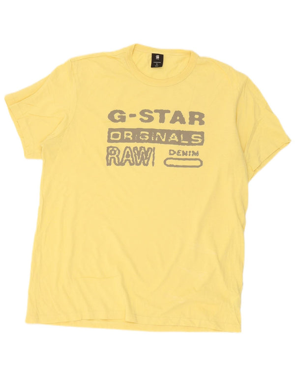 G-Star Hombre Camiseta Gráfica Top XL Algodón Amarillo