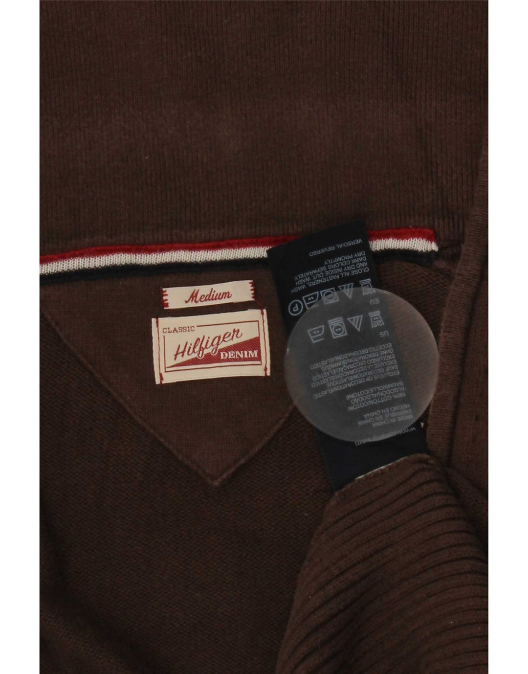Tommy Hilfiger Cárdigan para hombre de algodón marrón medio