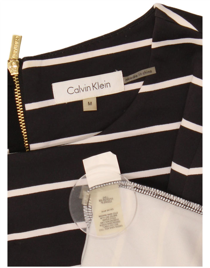 CALVIN KLEIN Top para mujer manga 3/4 UK 44 Mediano Poliéster a rayas negras