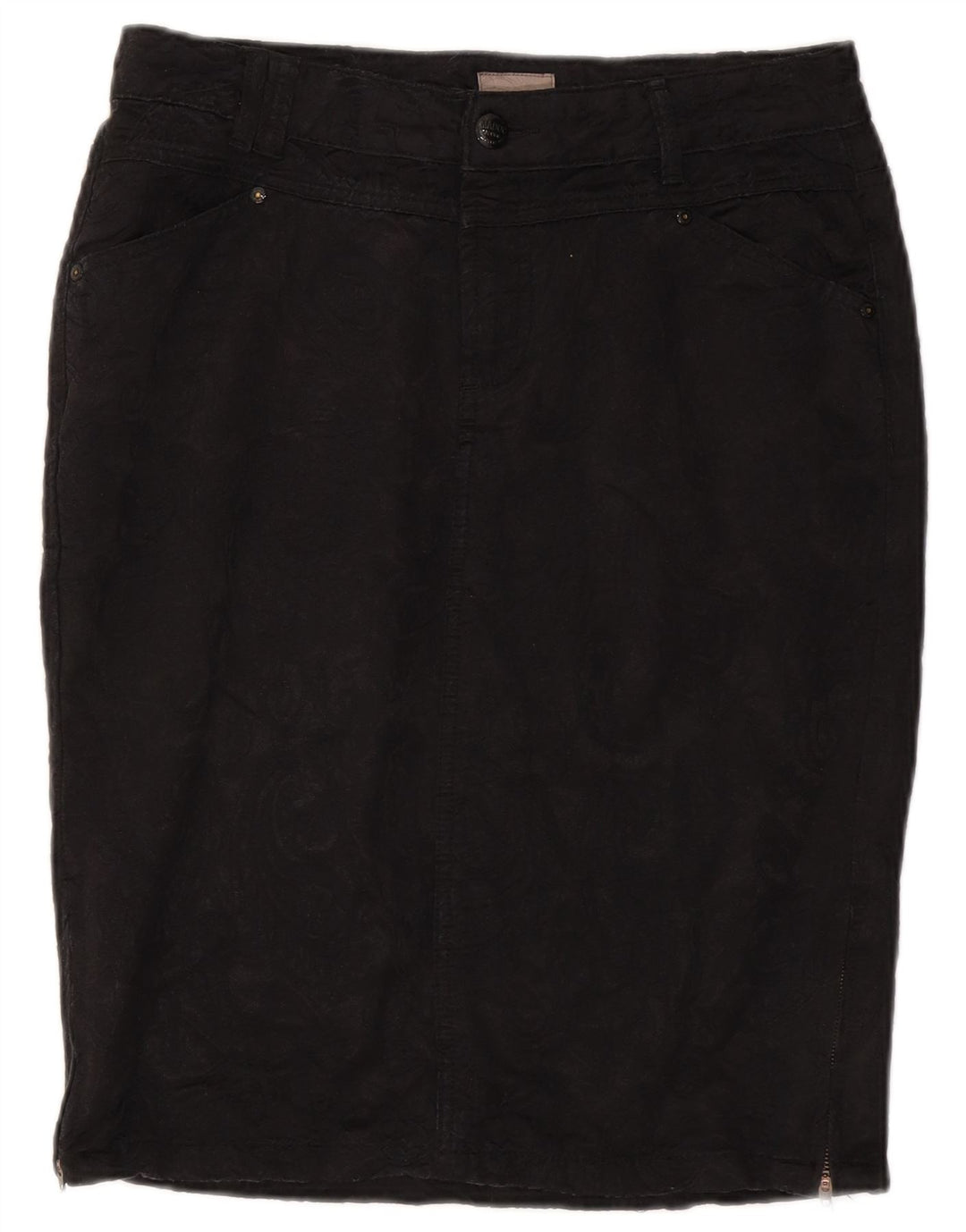 Vintage mujer lápiz falda EU 40 medio W30 negro algodón clásico