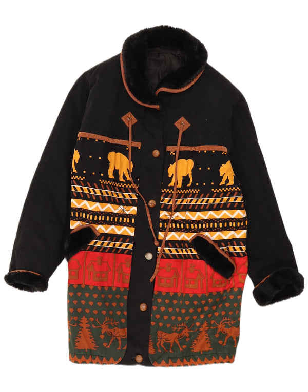 Nuevo abrigo rápido para mujer Reino Unido 46 Grande Negro Fair Isle