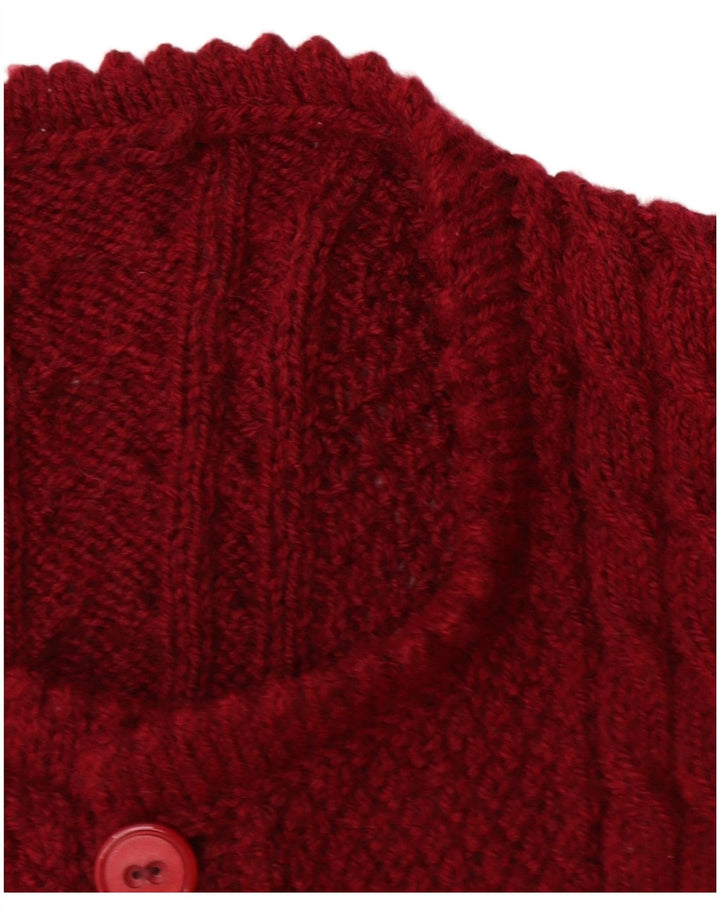 VINTAGE Mujer Cardigan Suéter Reino Unido 14 Grande Borgoña