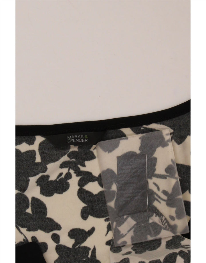 MARKS & SPENCER Blusa para mujer Top UK 46 Grande Poliéster floral negro