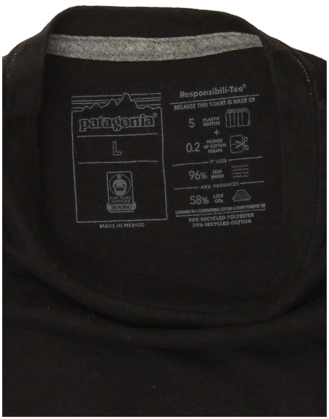 Patagonia Mujer Camiseta Gráfica Top UK 40 Grande Poliéster Negro