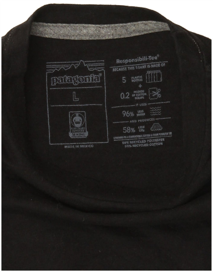 Patagonia Mujer Camiseta Gráfica Top UK 40 Grande Poliéster Negro