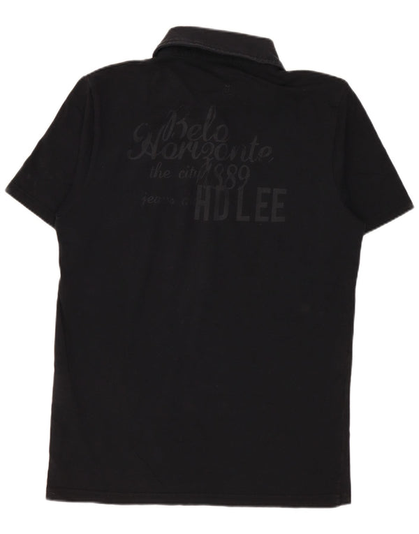 Lee Polo gráfico para mujer UK 10 Small Algodón negro