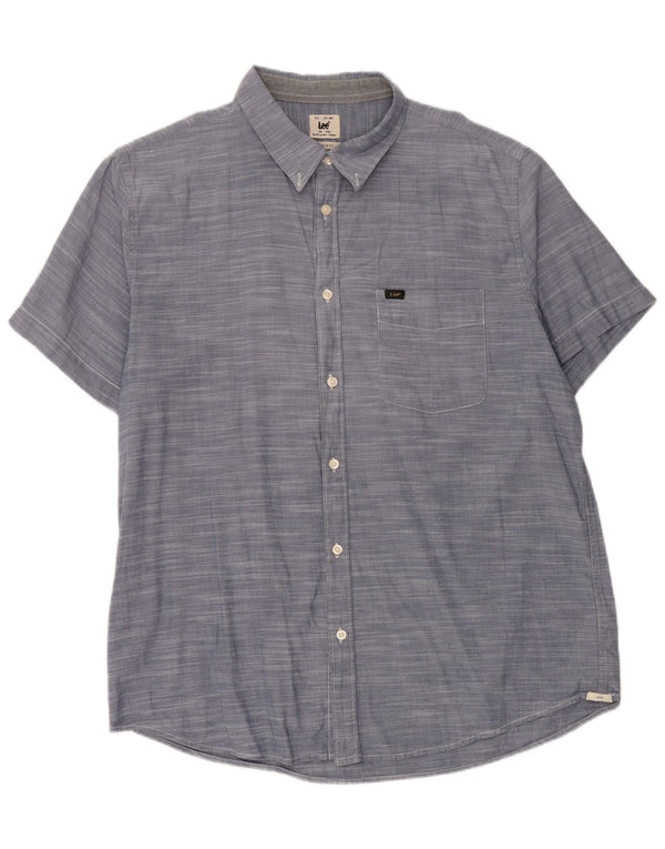 LEE Camisa de Manga Corta Regular Fit para Hombre 2XL Algodón Azul