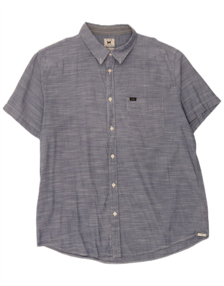 LEE Camisa de Manga Corta Regular Fit para Hombre 2XL Algodón Azul