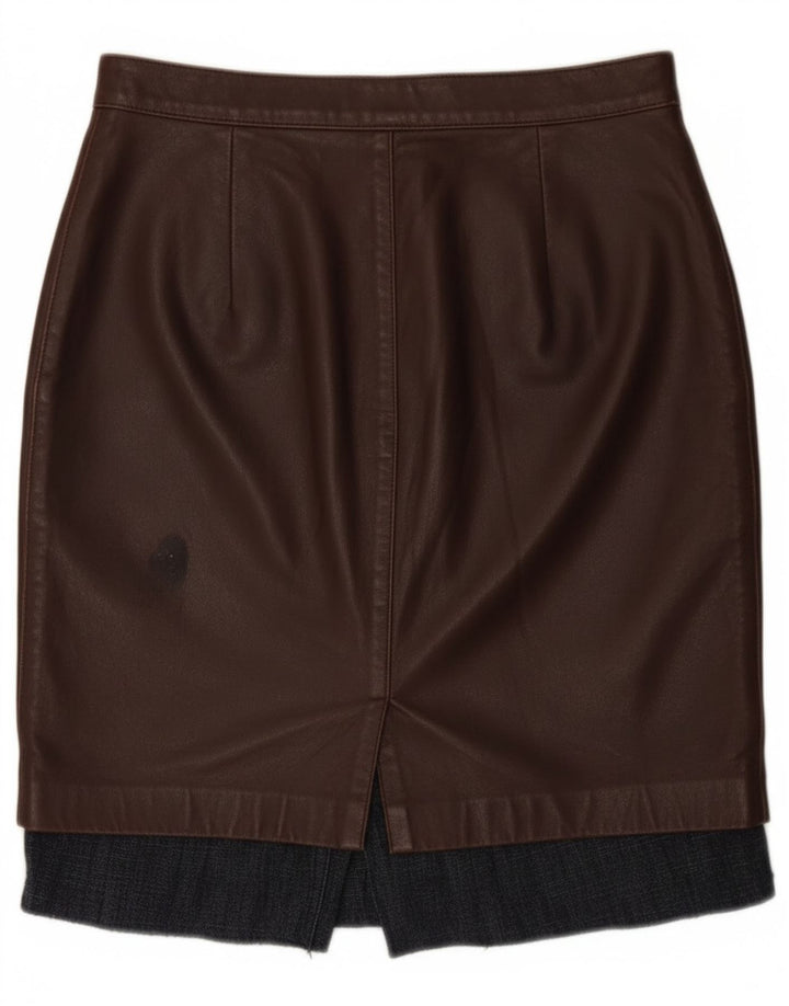 Falda de cuero vintage para mujer W28 cuero marrón medio