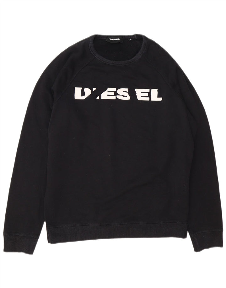 Diesel Hombre Sudadera Gráfica Jersey Grande De Algodón Negro