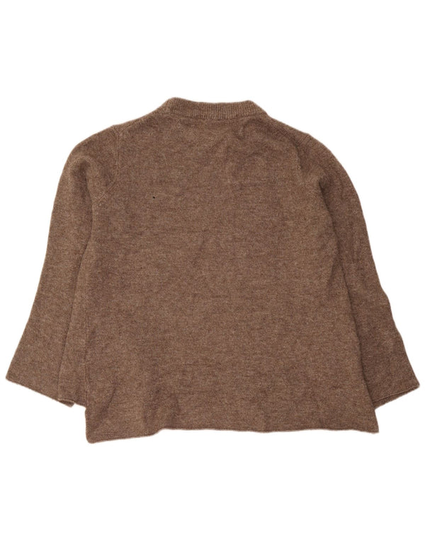 Zara Suéter De Cuello Redondo De Ajuste Relajado para Mujer UK 10 Small Marrón Acrílico