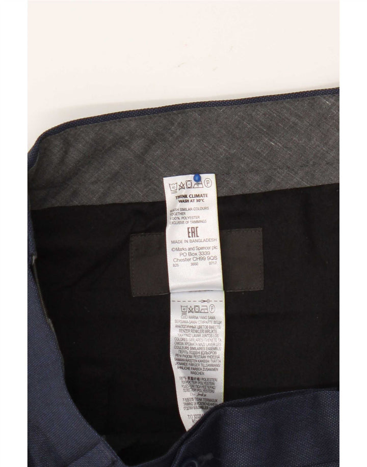 Marks & Spencer Pantalón de traje regular recto para hombre W36 L31 Azul marino