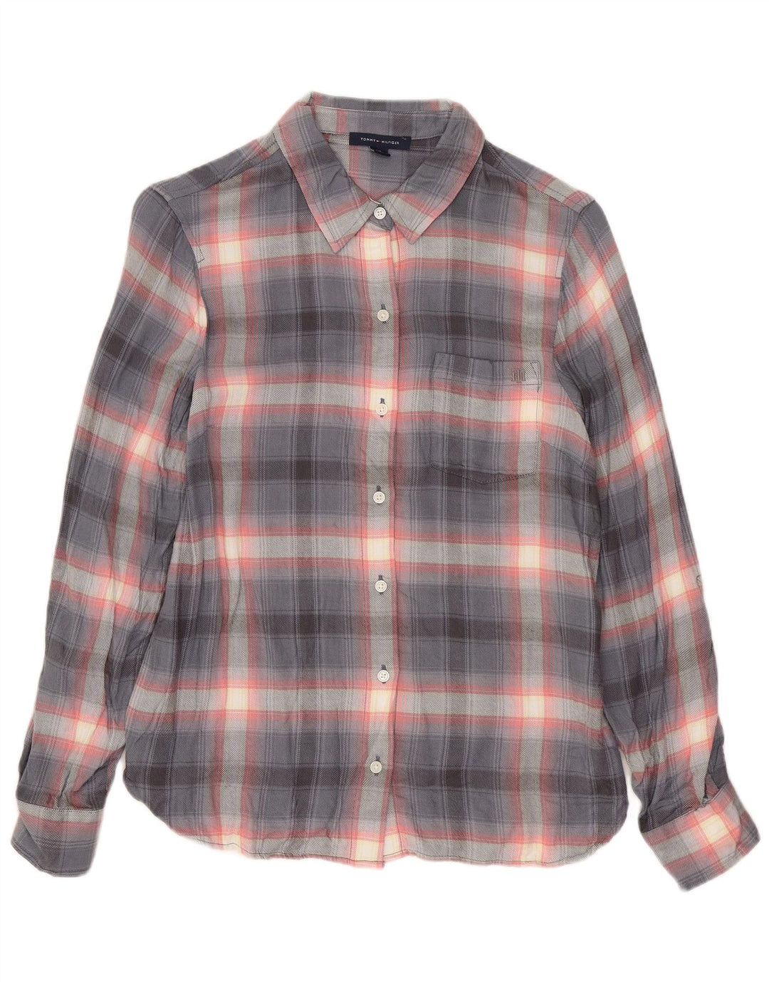 Camisa Tommy Hilfiger para mujer UK 10 Small Grey Check Rayon