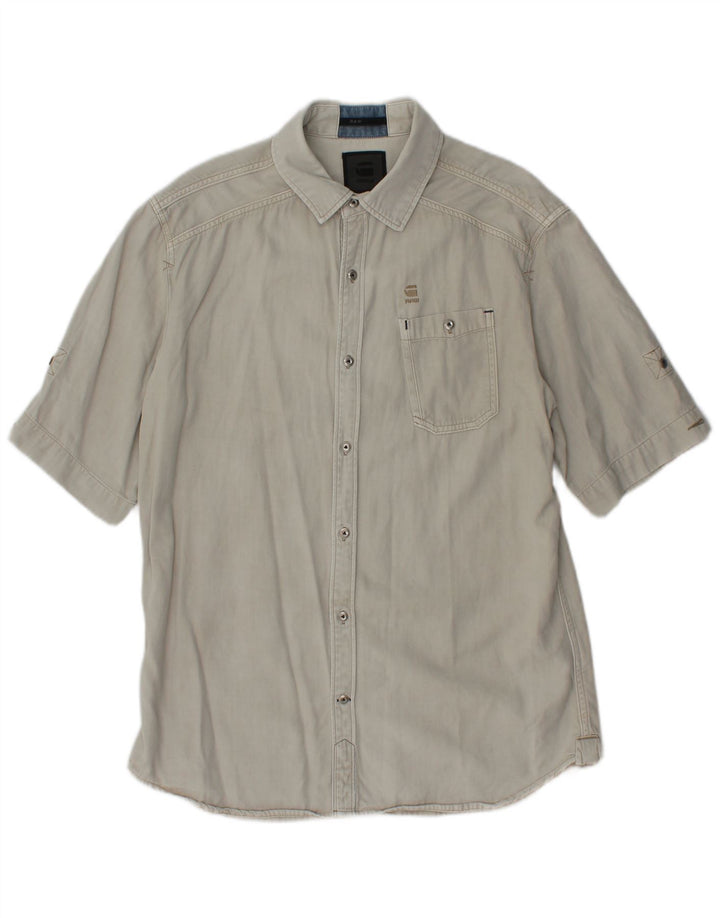 G-STAR Camisa vaquera de manga corta para hombre Lyocell gris grande
