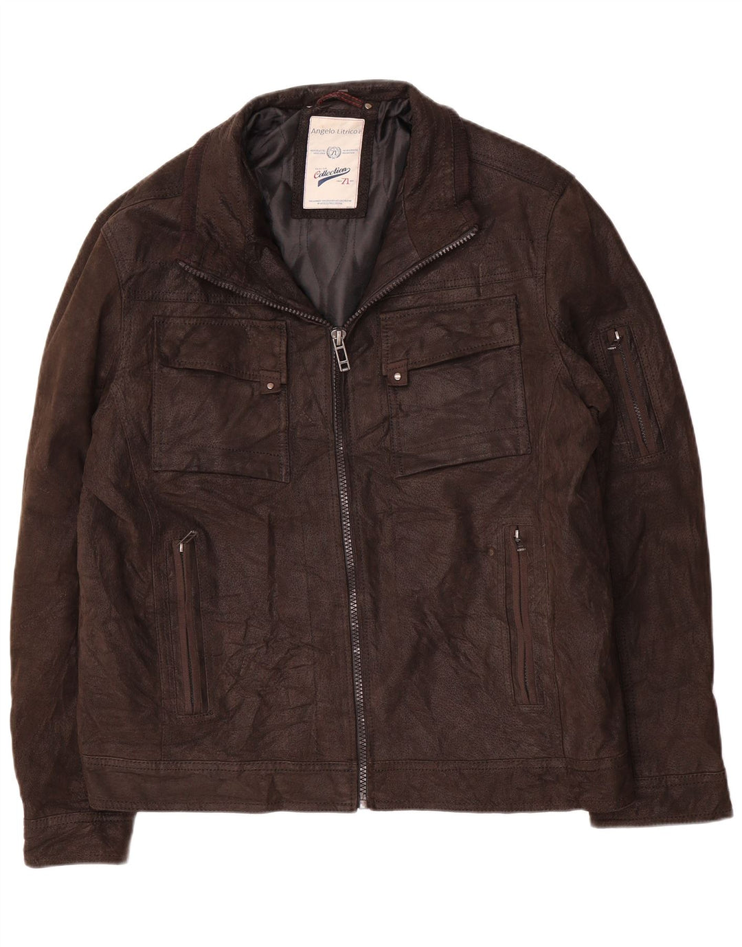 Angelo Litrico Chaqueta de cuero para hombre UK 42 XL Cuero marrón