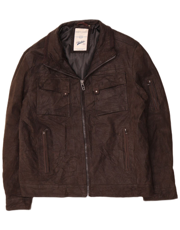 Angelo Litrico Chaqueta de cuero para hombre UK 42 XL Cuero marrón