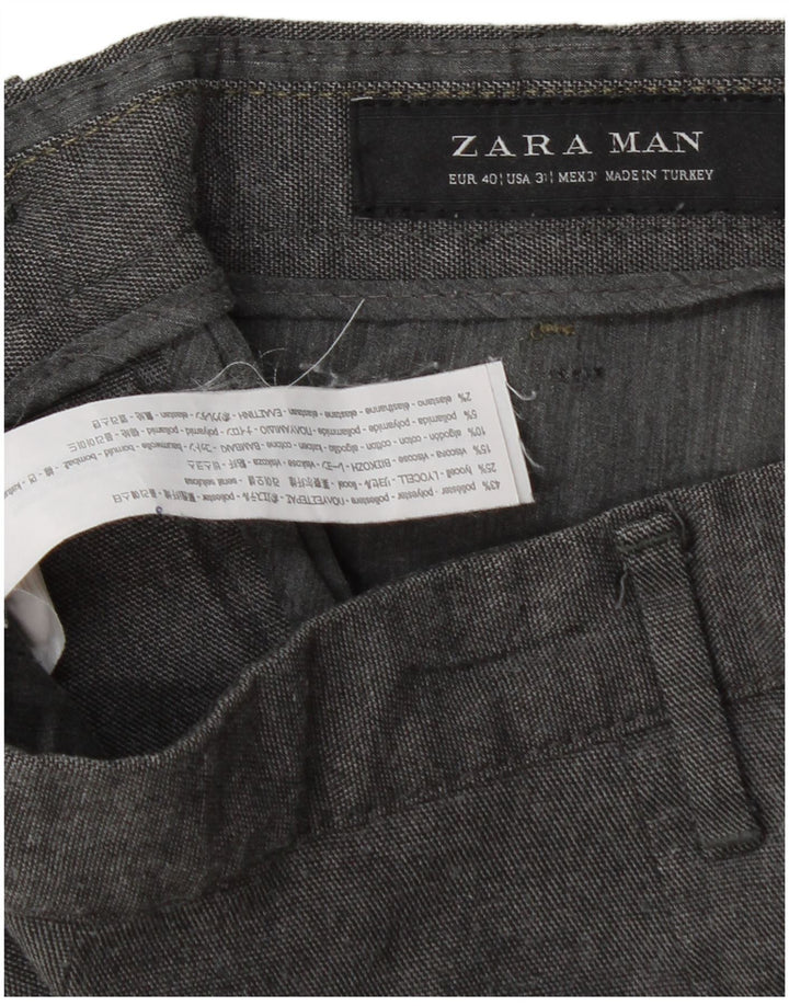 Zara Mens Slim Chino Pantalones EU 40 Medium W31 L30 Poliéster Gris