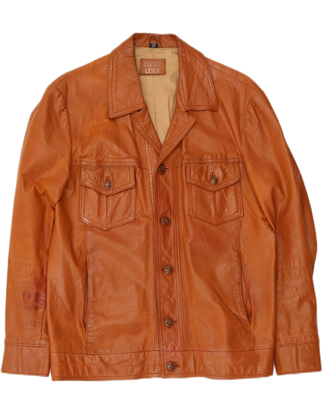 Vintage chaqueta de cuero para hombre Reino Unido 38 cuero marrón medio