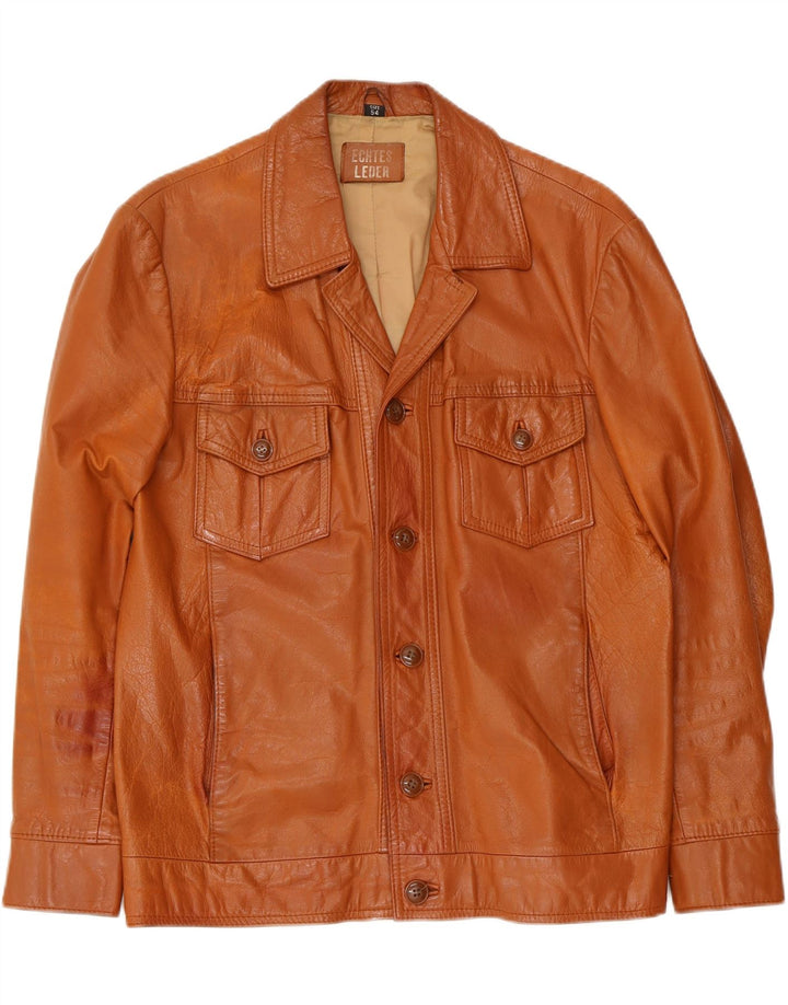 Vintage chaqueta de cuero para hombre Reino Unido 38 cuero marrón medio