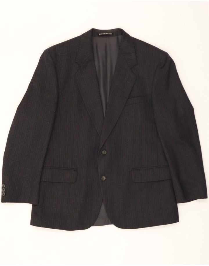 THE LABEL  Mens 2 Button Blazer Jacket UK 42 XL Black Striped Wool Vintage The Label and Second-Hand The Label from Messina Hembry 