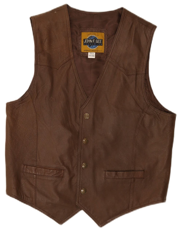John F Gee Chaleco de cuero para hombre EU 44/46 XS Cuero marrón