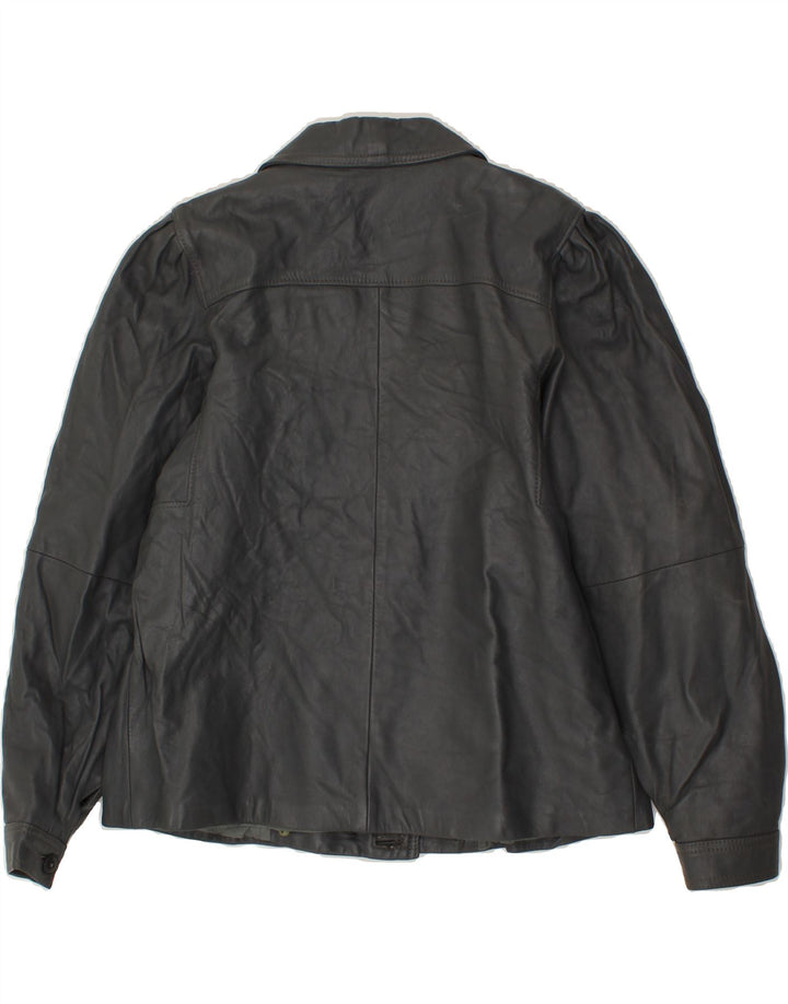 VINTAGE Womens Leather Jacket UK 14 Large Grey Leather Vintage Vintage and Second-Hand Vintage from Messina Hembry 