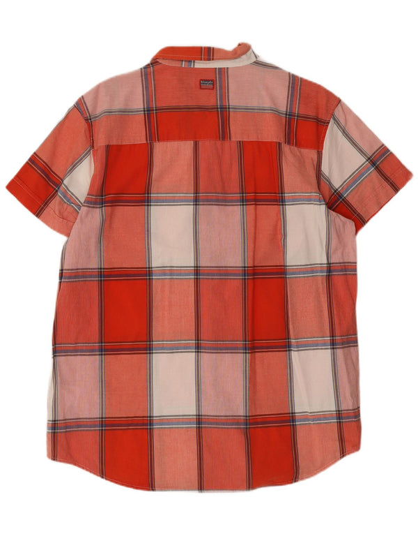 Wrangler Camisa De Manga Corta Regular Fit Para Hombre XL Algodón A Cuadros Rojos