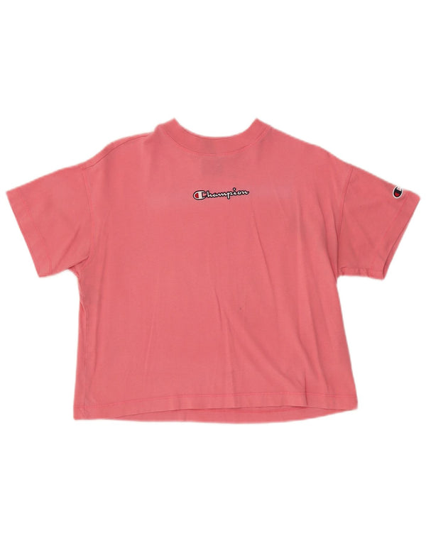 Champion Camiseta Corta De Gran Tamaño para Mujer UK 6 XS Algodón Rosa