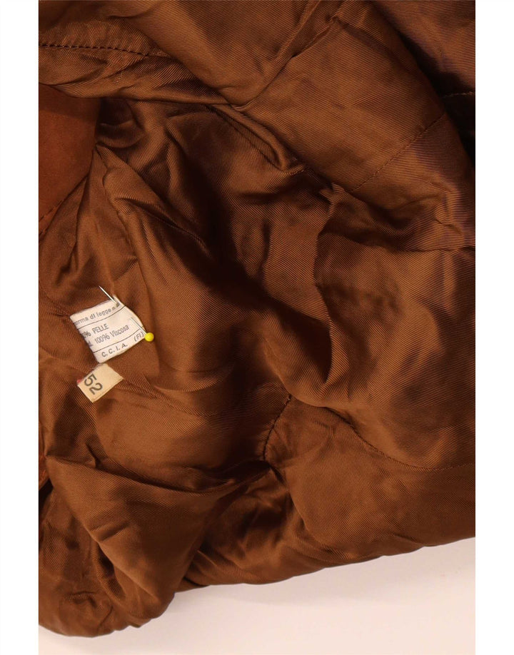 Vintage mujer ante abrigo IT 52 2XL cuero marrón