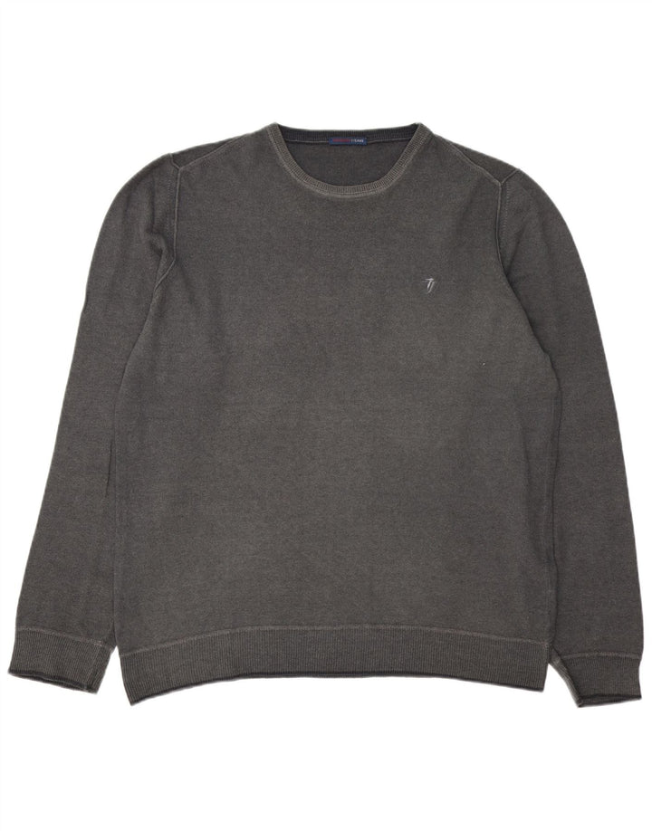 TRUSSARDI JEANS Jersey de cuello redondo para hombre 2XL Lana gris