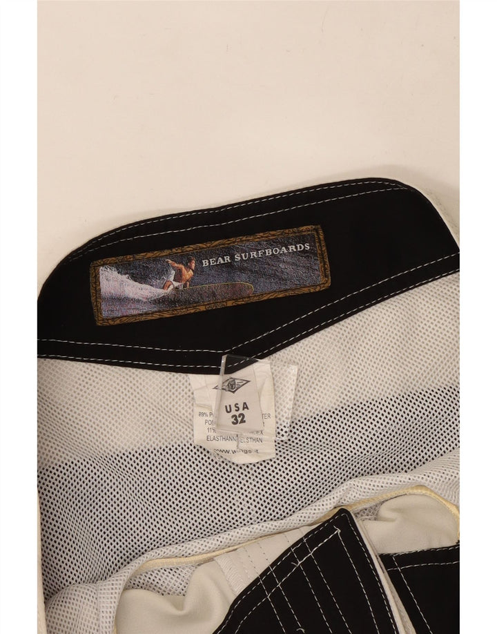 Pantalones cortos casuales con estampado de oso para hombre W32 Poliéster con bloques de color blanco mediano