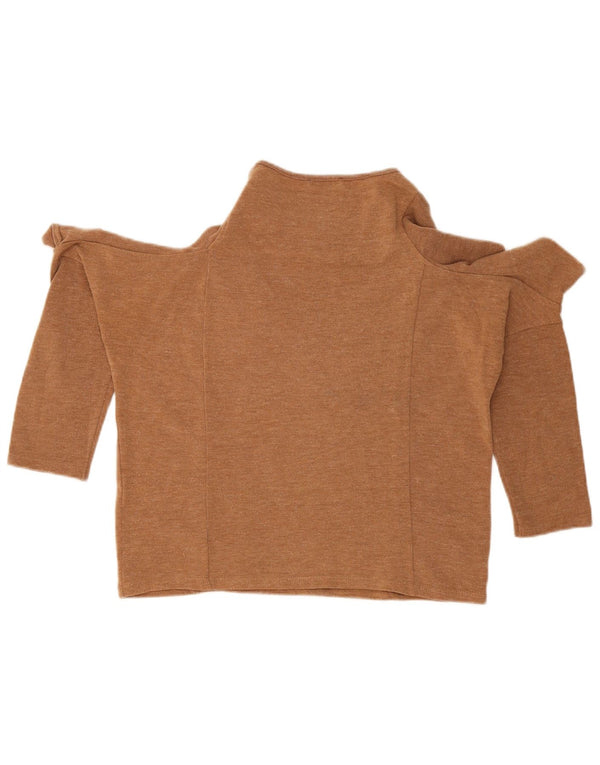 Zara Mujer Blusa Con Hombros Descubiertos UK 44 Medio Beige Moteado